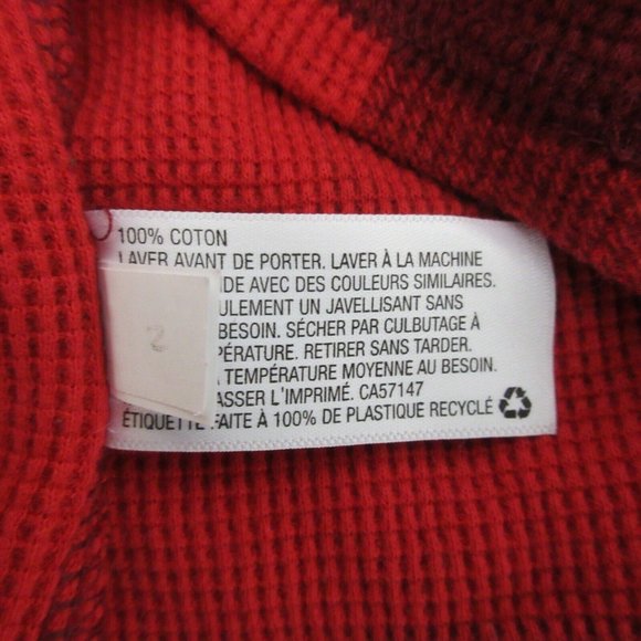 CHEROKEE Waffle Top XL (16) Red Buffalo Plaid Pullover 100% Cotton Long Sleeve - Picture 5 of 6